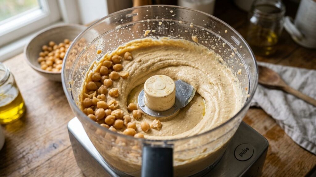  Properly blending hummus.