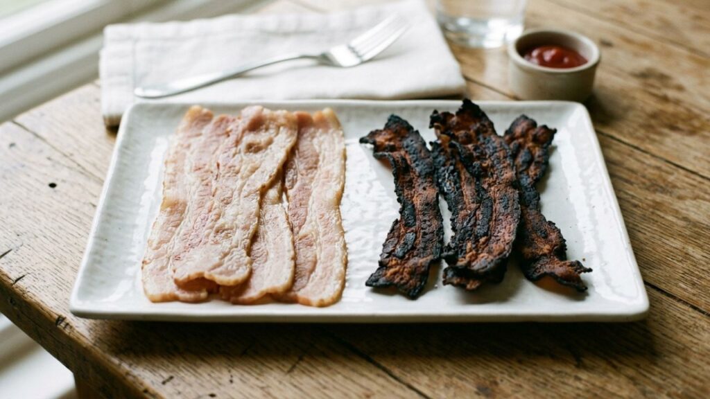 Common halal bacon cooking mistakes like overcooking or uneven cooking.