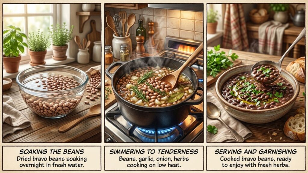 Step-by-step soaking, simmering, and serving