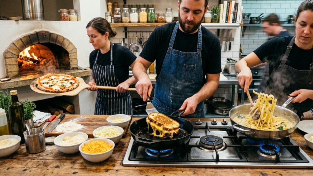 Cooking methods for halal cheese dishes.