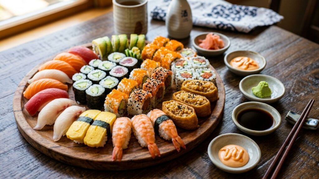 Sushi platter with Japonica rice