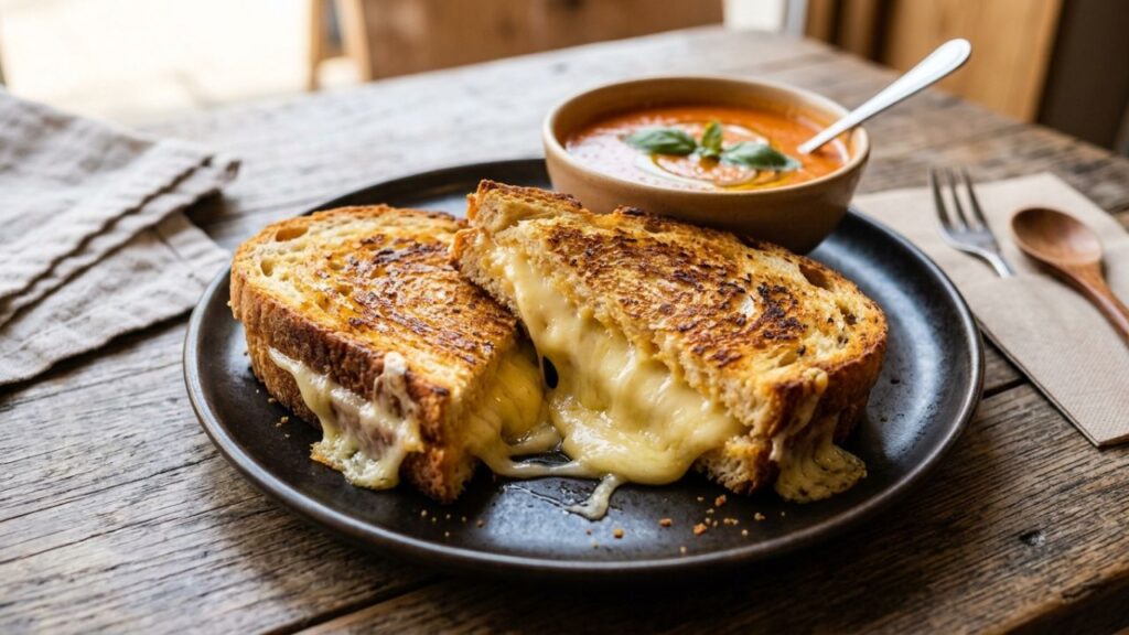 Grilled cheese sandwich with halal cheese