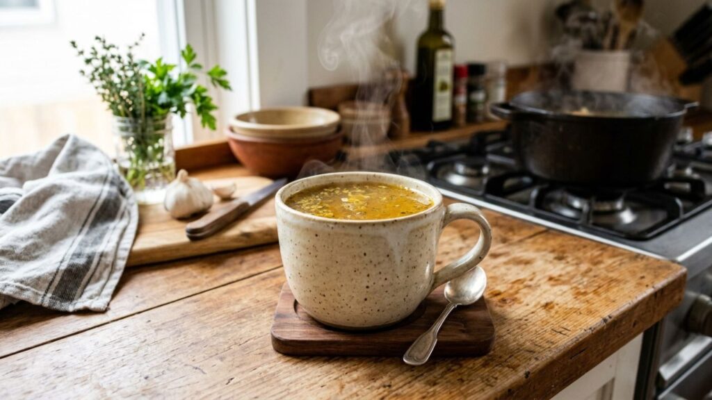 Warm cup of homemade 