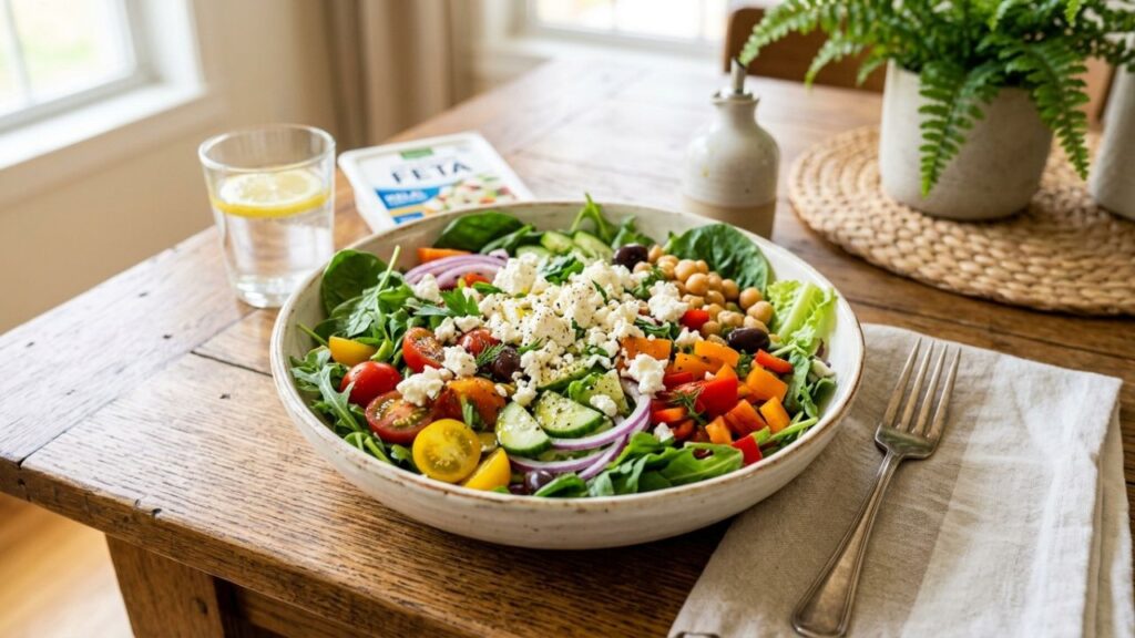 Healthy meal with fresh salad