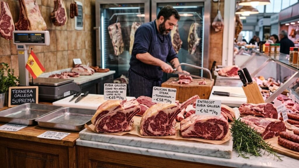 High-quality Galician Blond Steak showcasing marbling.