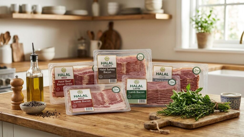 Ingredients for cooking, including fresh meat slices and essential seasonings.
