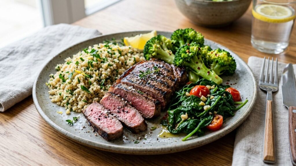 Close-up of cuts, with emphasis on nutrients like protein and iron