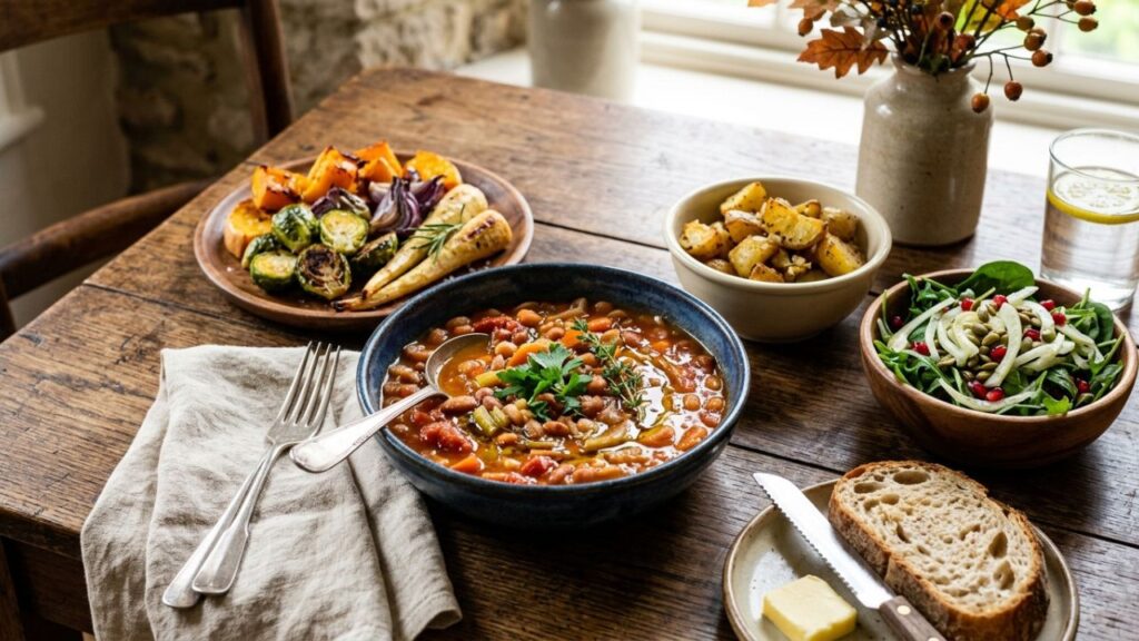 Beans in a bowl with fresh herbs