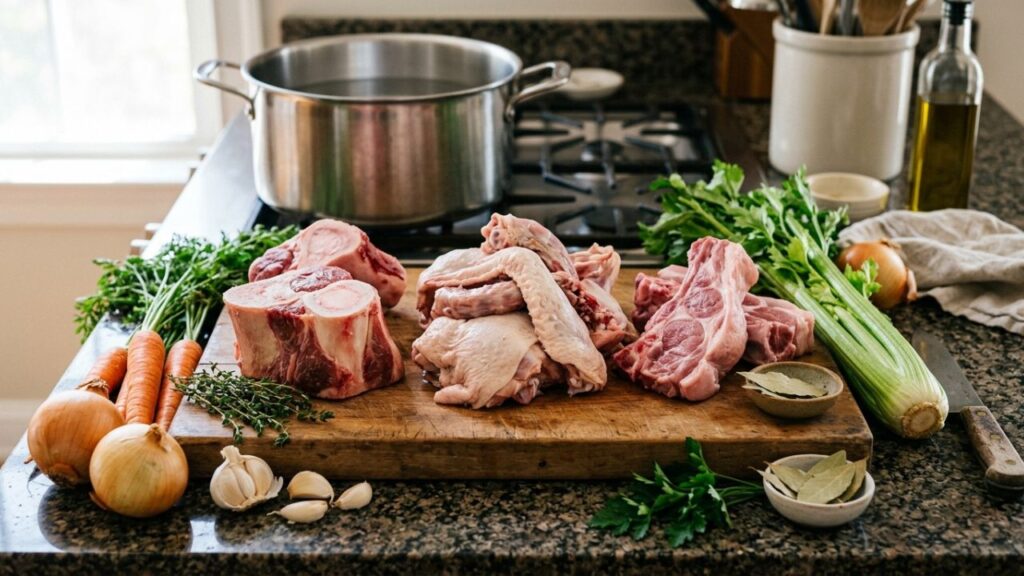 Raw soup bones ready for broth.