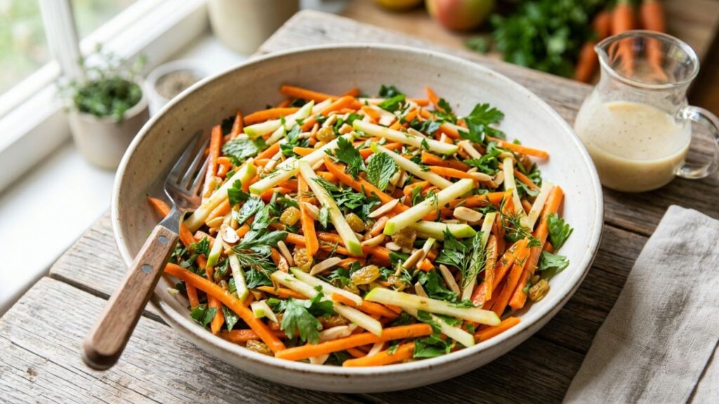 Carrot salad with apple and herbs