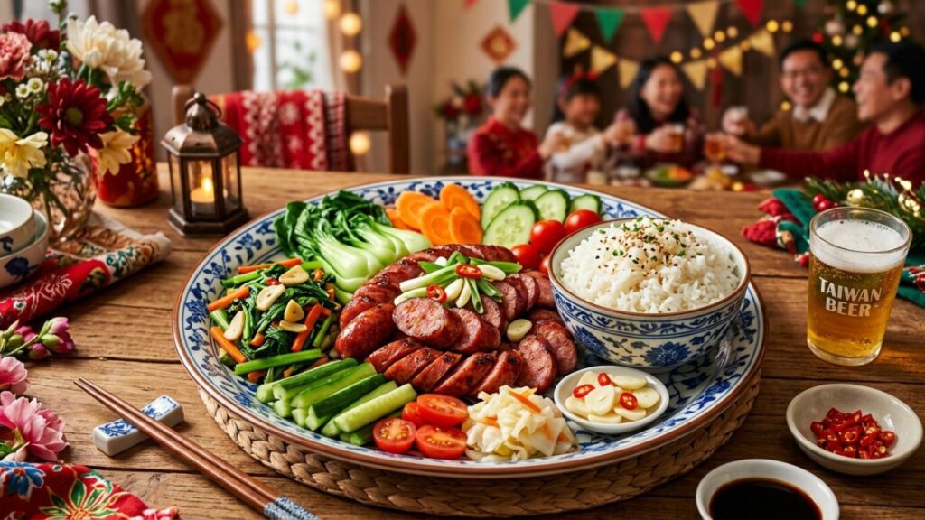 Festive platter with seasonal vegetables.
