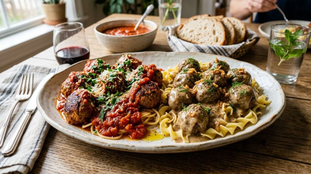Different types of meatballs from various cultures.