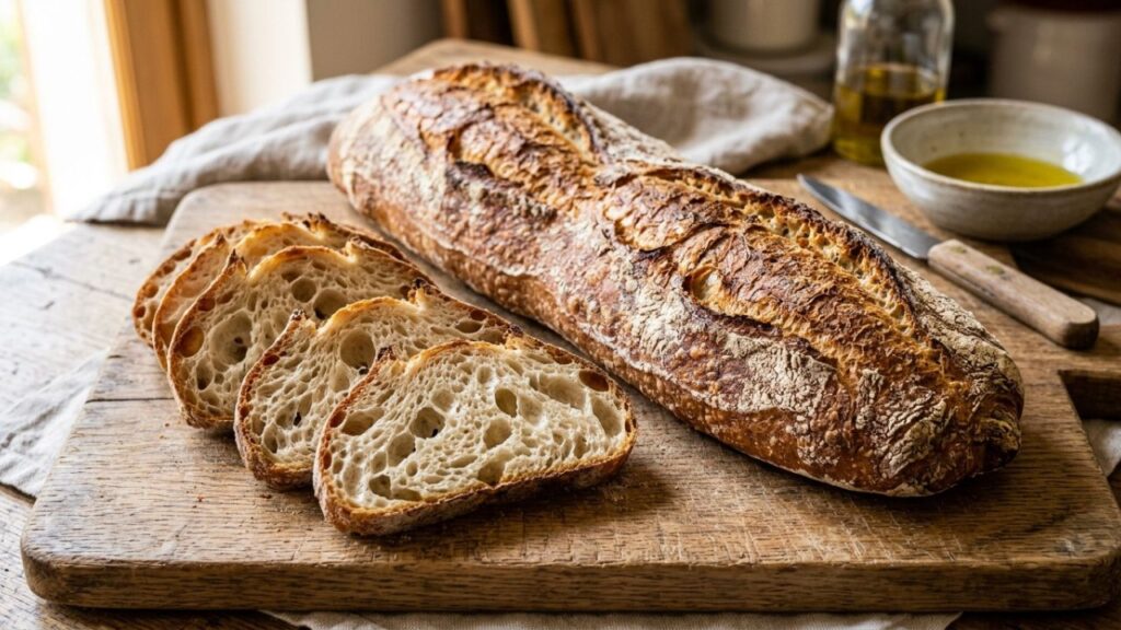Traditional Italian Stecca bread with a golden crust.