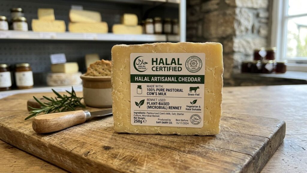 Halal cheese block with certification