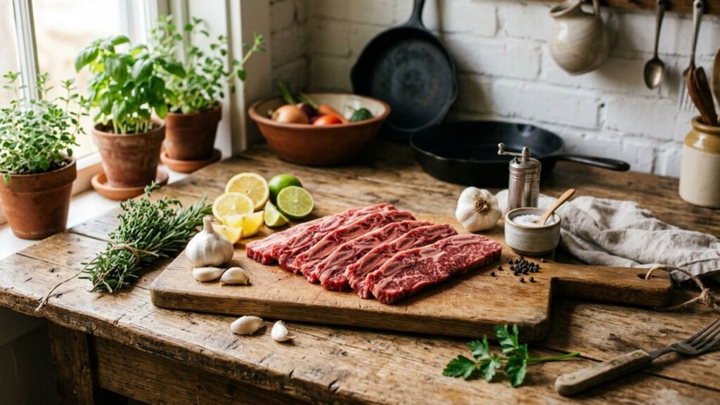 Fresh tablitas beef short ribs.