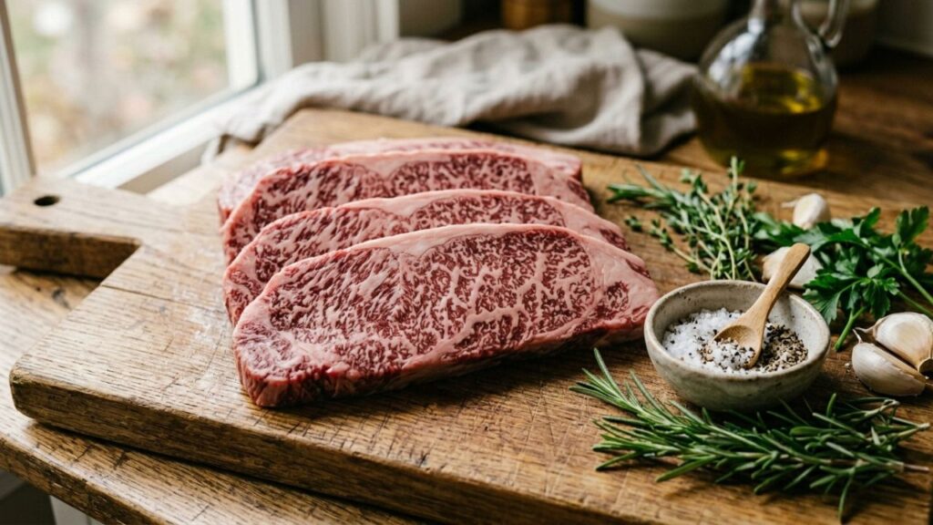 Thinly sliced tablitas beef ribs.