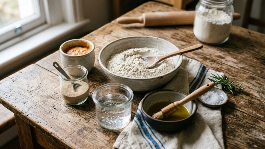 "High-protein bread flour and active dry yeast for Stecca bread