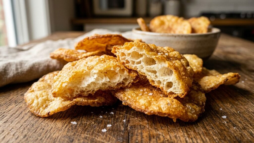 Crispy golden beef tallow chips showing crunchy texture and rich color