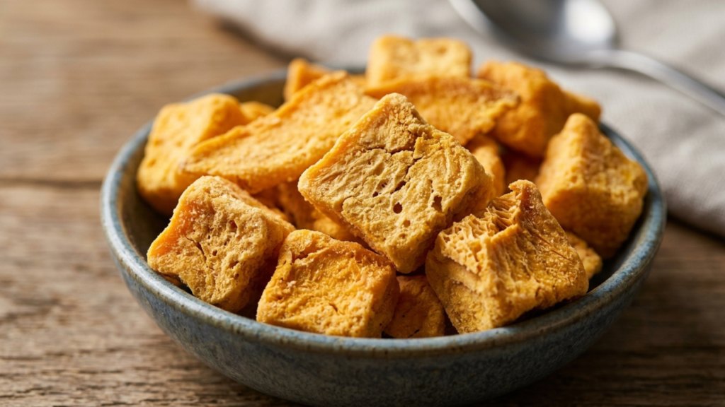 Close-up of crispy fruit pieces