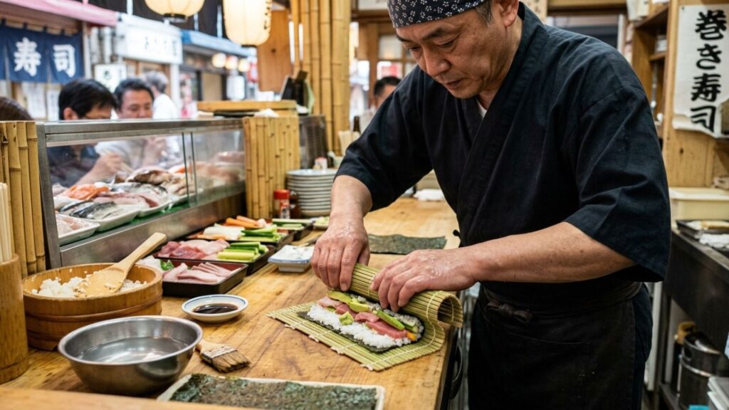 Sushi rolls with Japonica rice