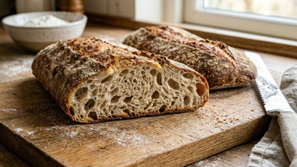 Golden, crispy Stecca bread with a light, airy interior