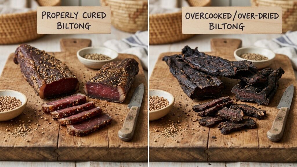 Cooking mistakes in biltong food recipes