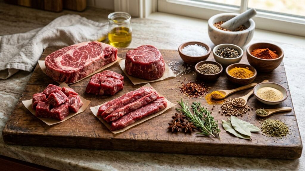  Key ingredients for making halal beef jerky.
