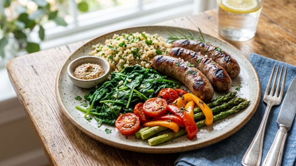 Kurobuta sausage with veggies