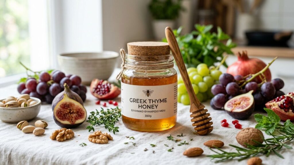  jar with fruits, nuts, and herbs for health benefits