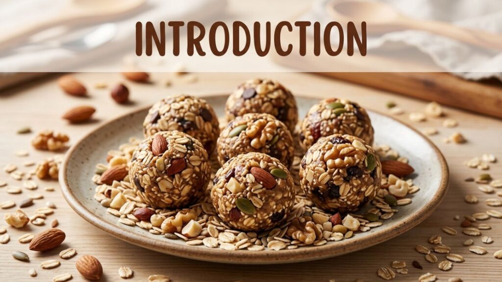 Plate of lactation balls with oats and nuts.