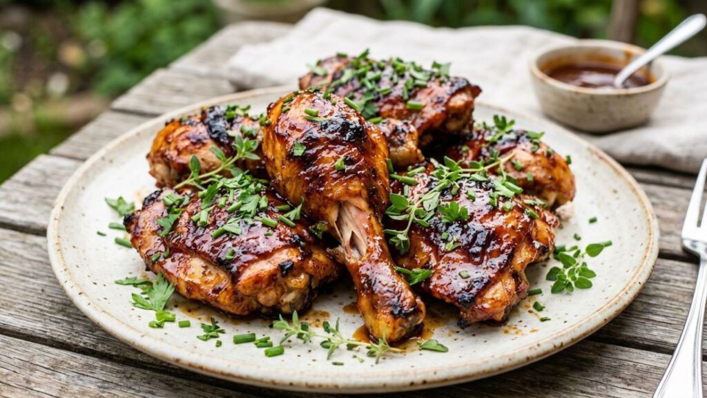 Heavenly BBQ chicken ready to serve at home.