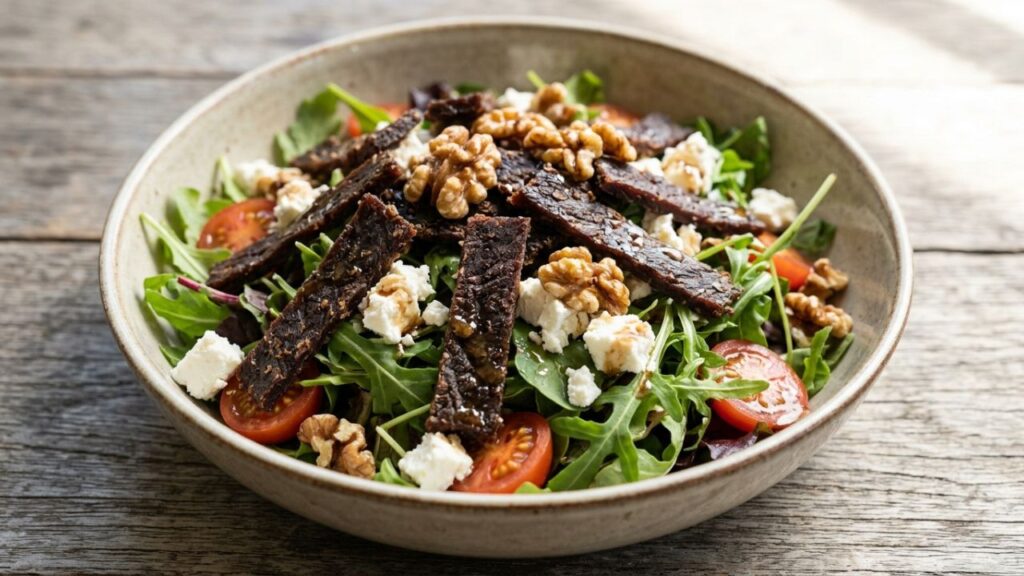 Halal beef jerky served with meal ideas and snacks