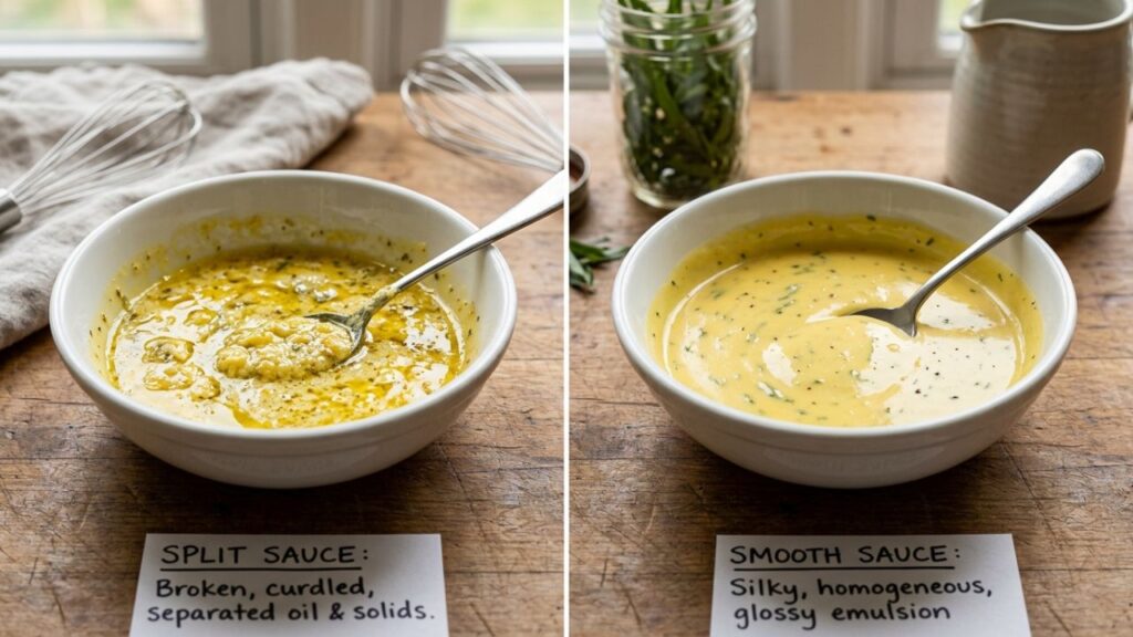 Smooth and broken pharaoh sauce comparison