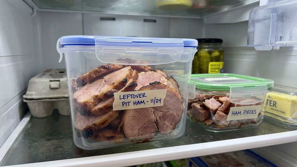 Sliced in airtight containers in the fridge