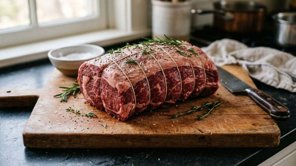  Raw Pikes Peak Roast on a wooden board.