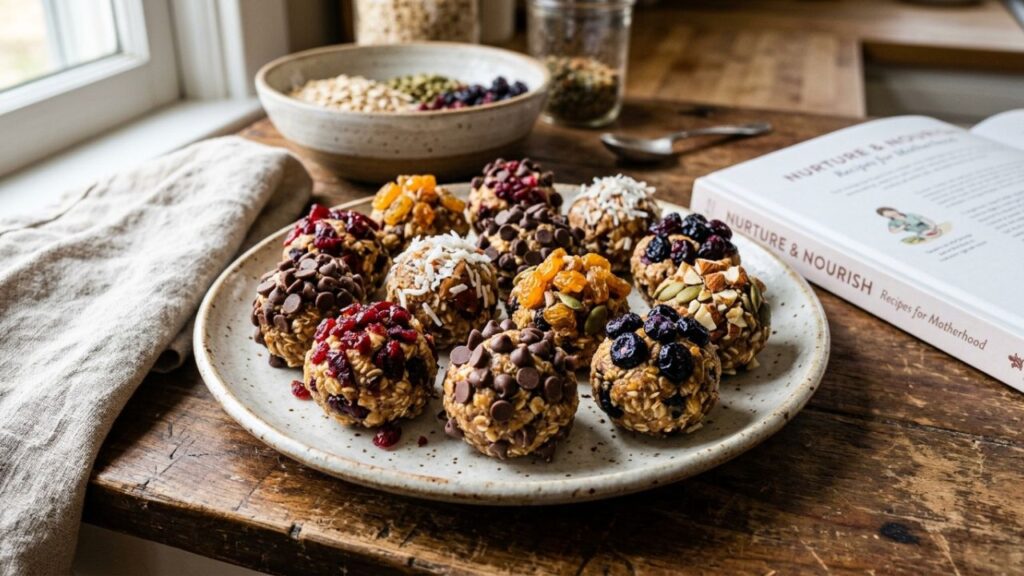  Balls with dried berries, coconut, or chocolate.