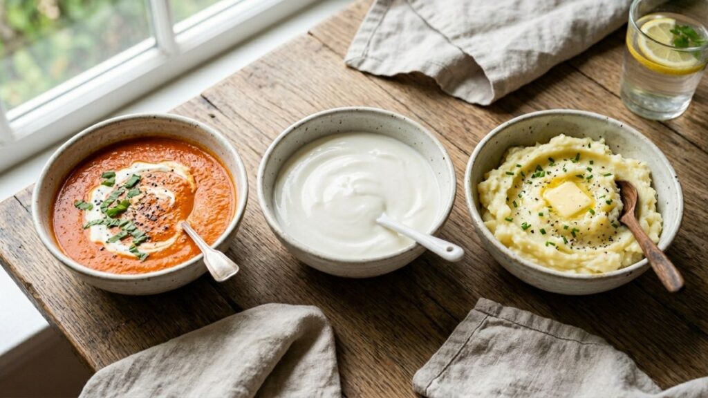 Soft foods served in small portions