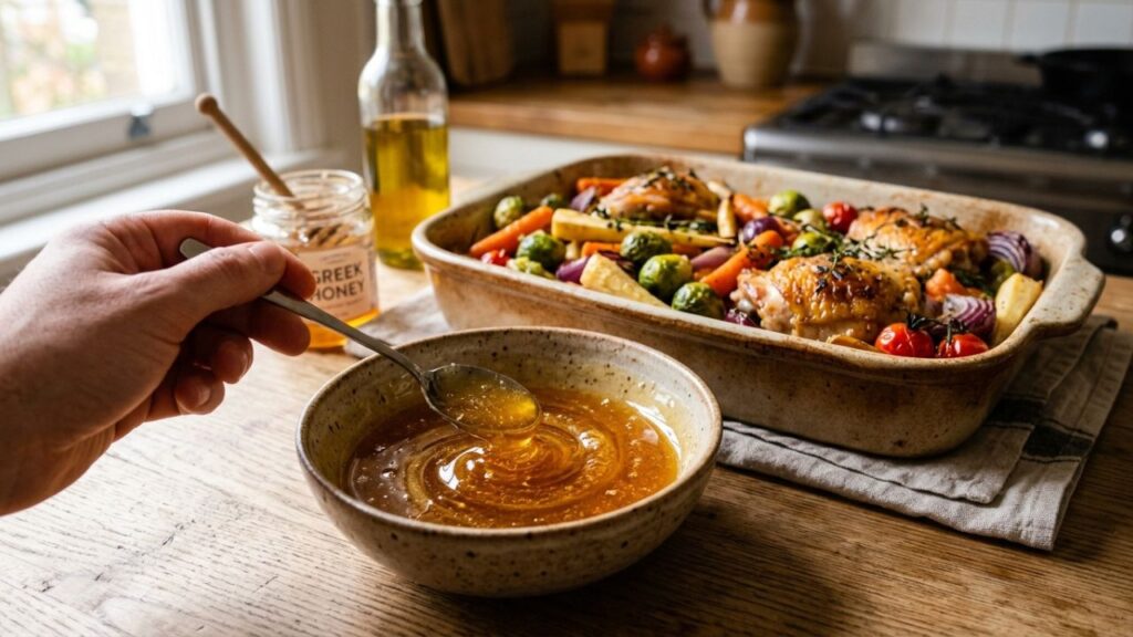  glaze being mixed in a bowl for cooking