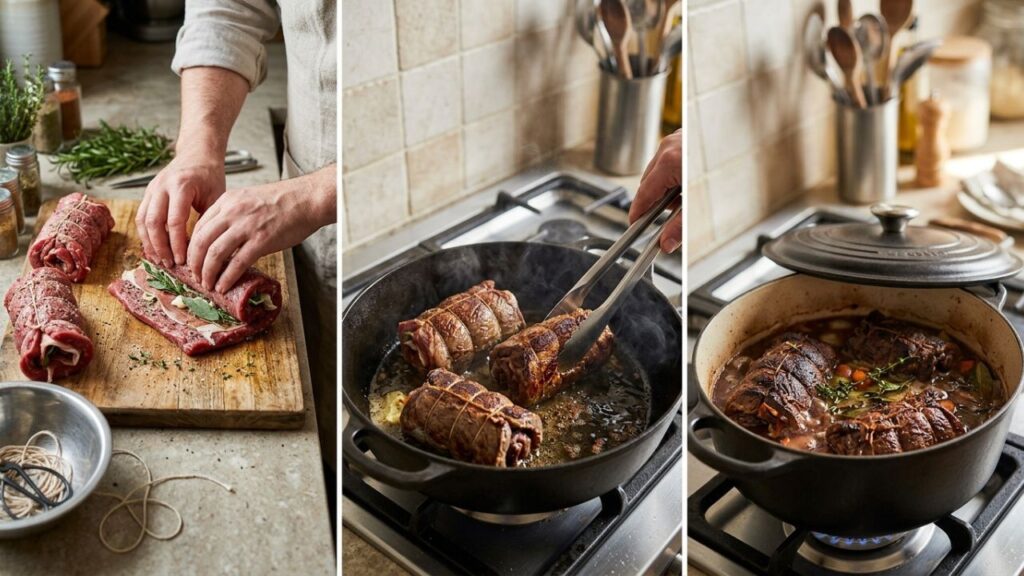 Step-by-step beef cheek roll preparation