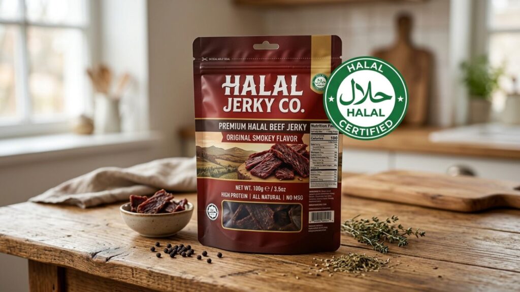 Pack of halal beef jerky.

