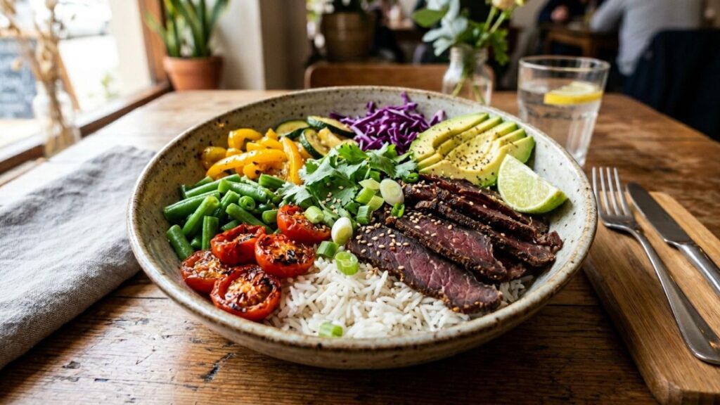  Biltong in healthy everyday meal bowl