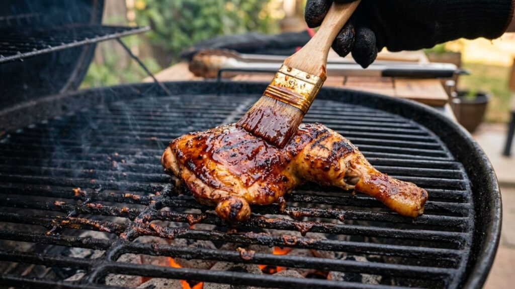 Brushing sauce for perfect heavenly BBQ chicken flavor and texture.