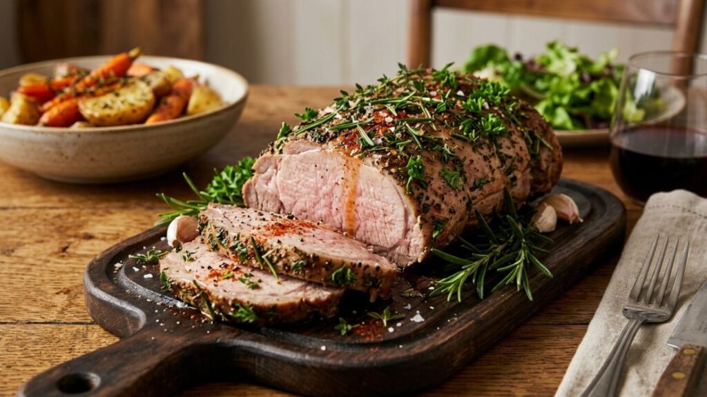  Fresh cooked meat served perfectly on a plate.