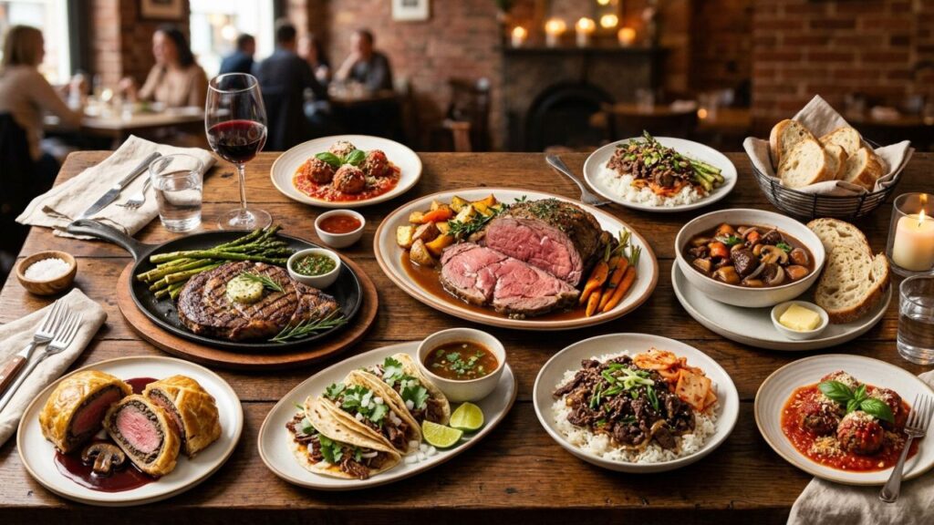 Home-cooked meals made from different cuts of beef from a quarter cow.