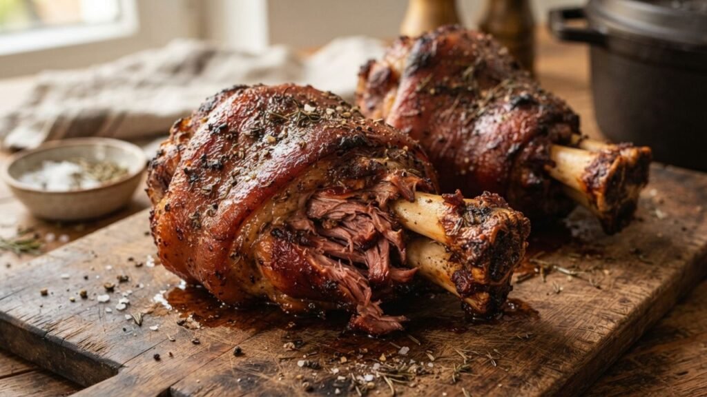 Smoked pork hocks with smoky texture