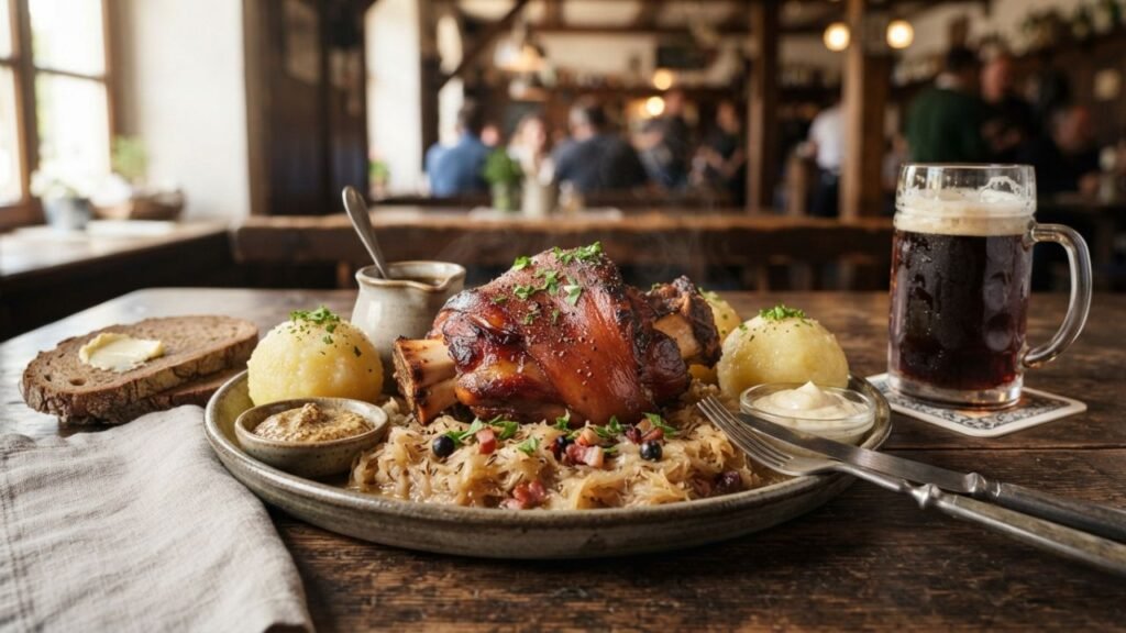 Smoked pork hocks with comforting sides