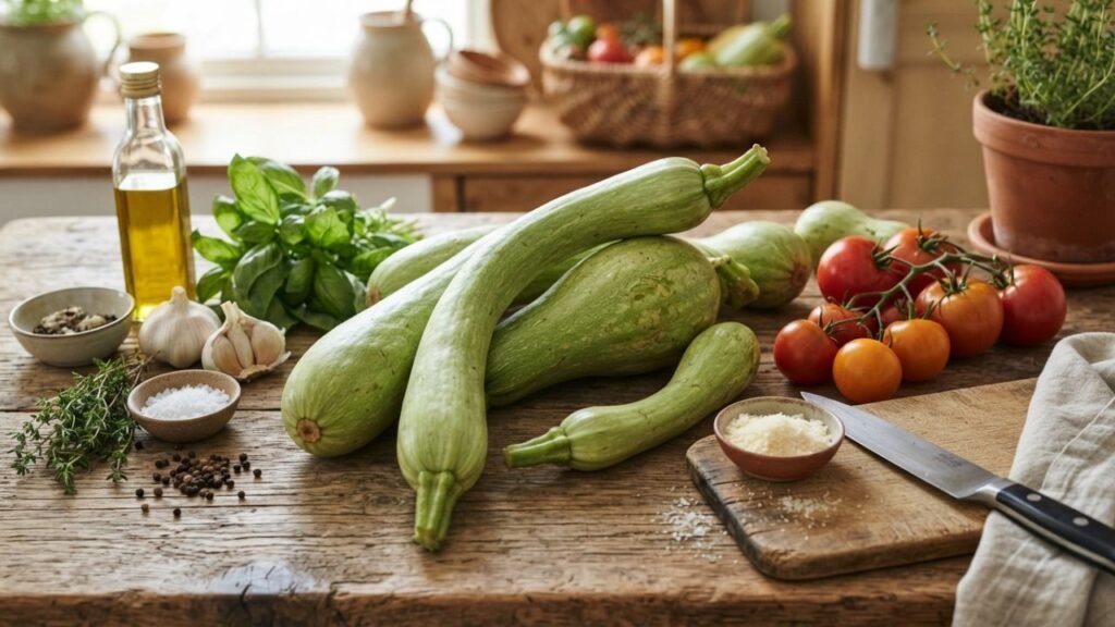 Fresh tromboncino squash vegetable