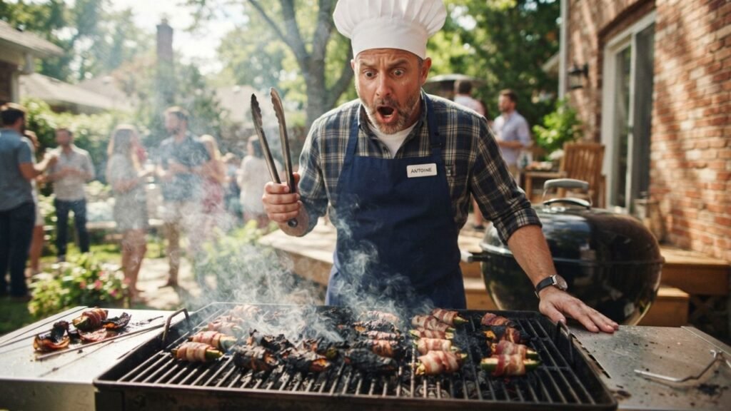 Bacon wraps cookout without burning.