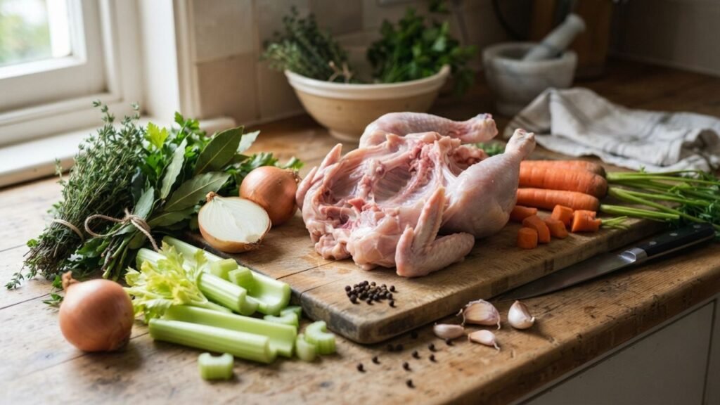  Chicken carcass stock ingredients