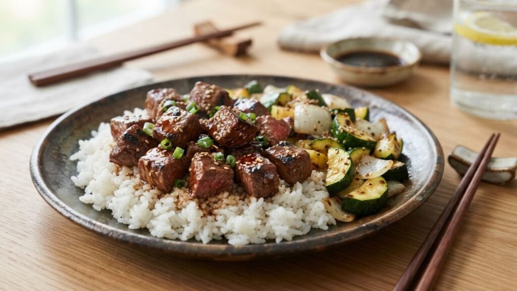 Homemade hibachi and teriyaki